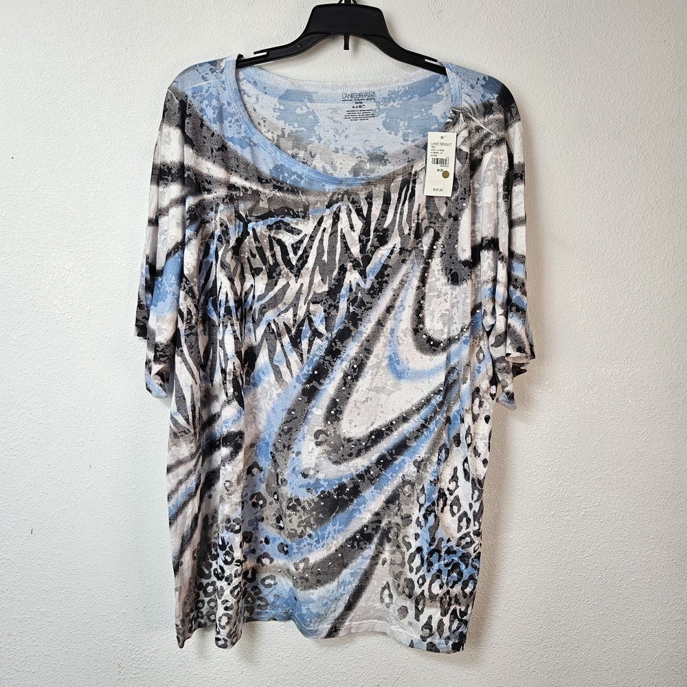 Lane Byrant Burnt-out Embellished Tshirt Size 26/28 NWT